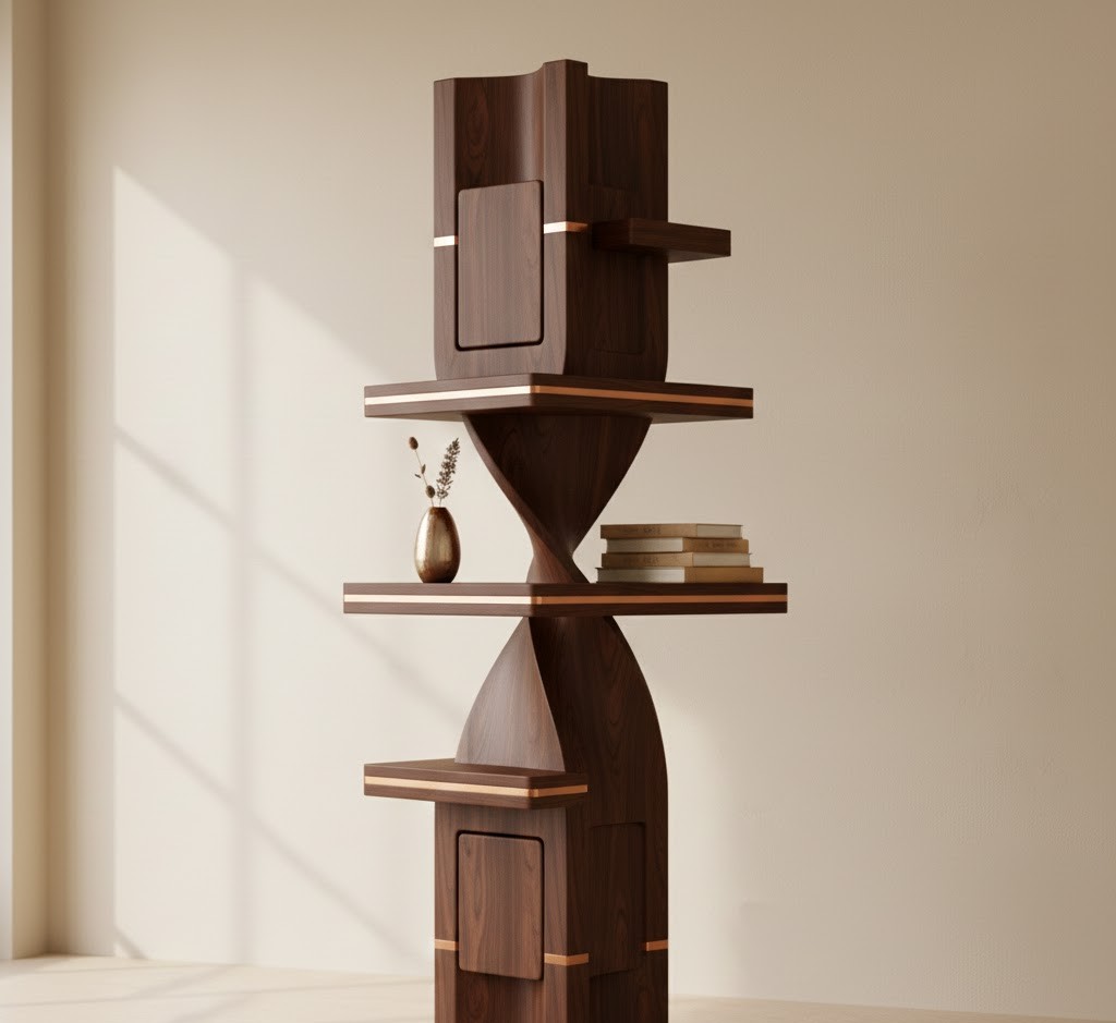 Abstracte houten sculptuur